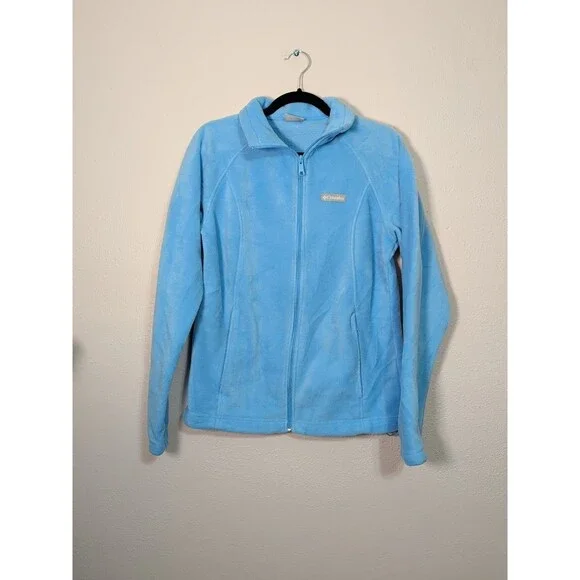 Columbia Women L Light Blue Fleece Full Zip Jacket Cozy Warm Pockets - Picture 1 of 13